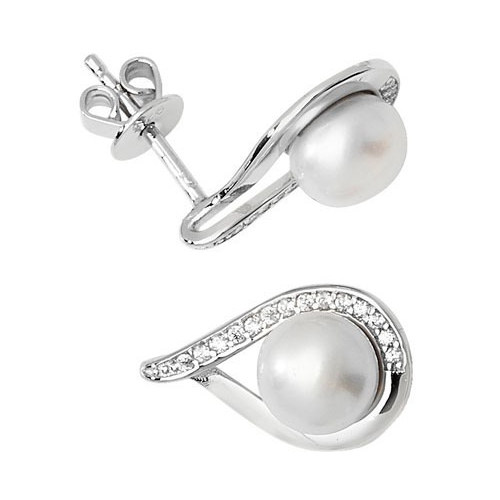 Pearl Teardrop Stud Earrings Sterling Silver 925 Hallmarked British Made