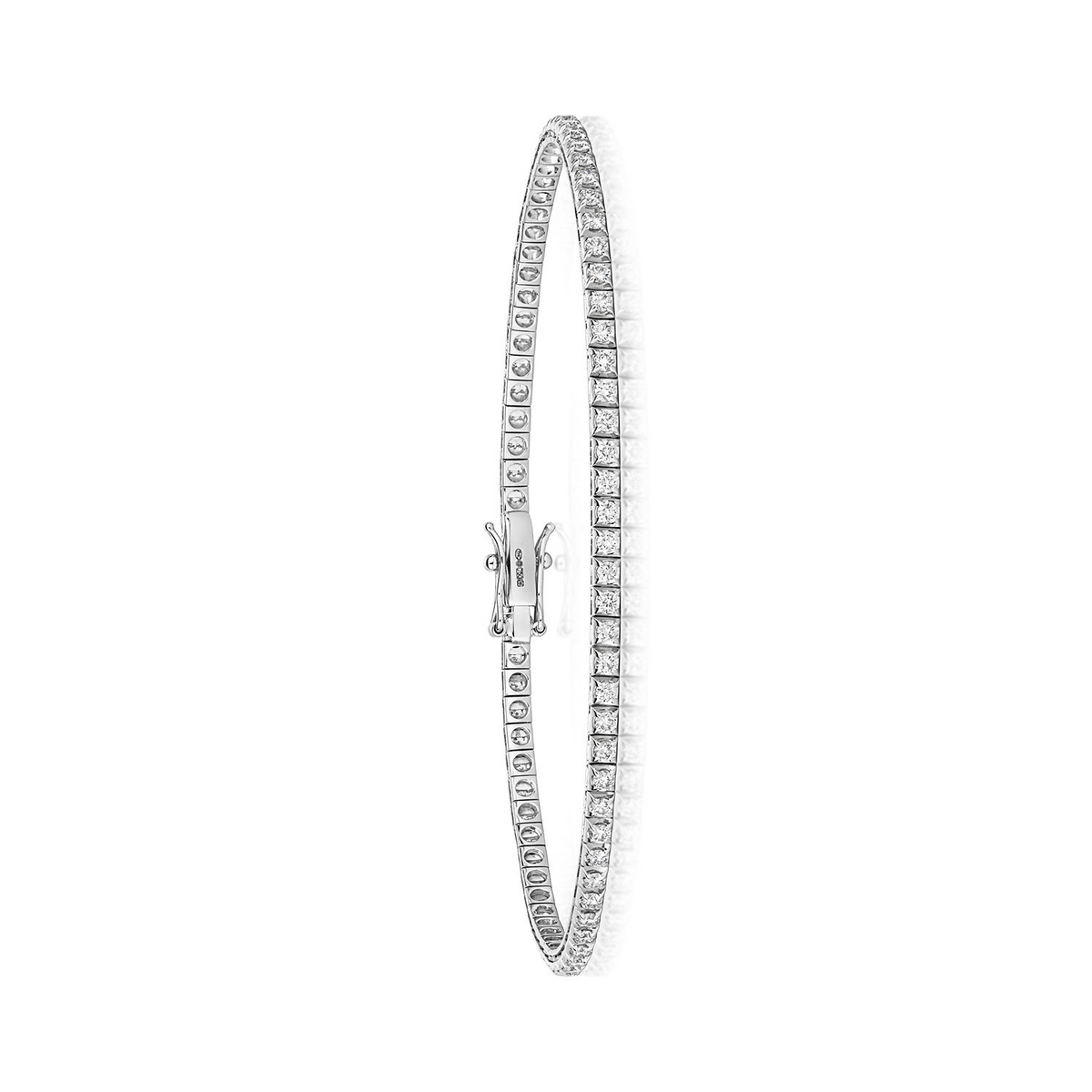 Natural Diamond 18ct White Gold Tennis Bracelet 375 Hallmarked British Made