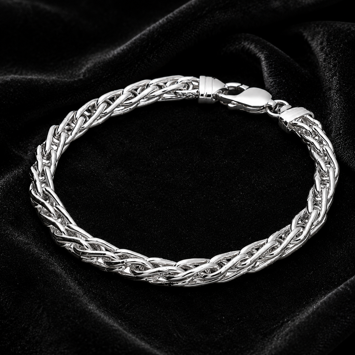 Gents Solid Sterling Silver Woven Vine Chain Bracelet 925 Hallmarked