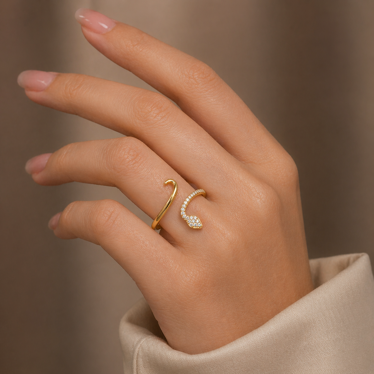 Gemstone Snake Ring 9ct Yellow Gold Hallmarked Sizes J - R British Made
