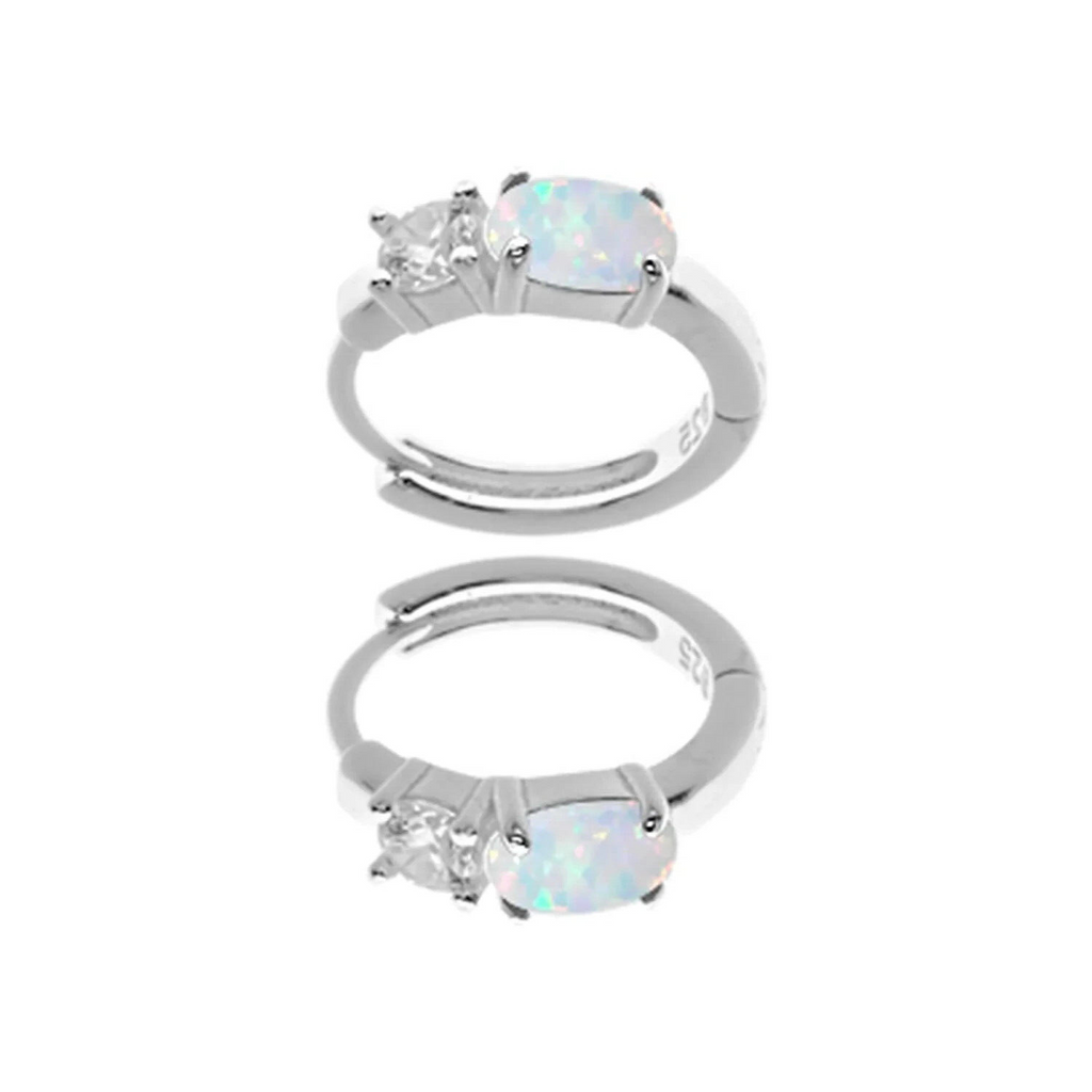Opal Sleeper Hoop Earrings Sterling Silver 925 Hallmarked Brand New Boxed