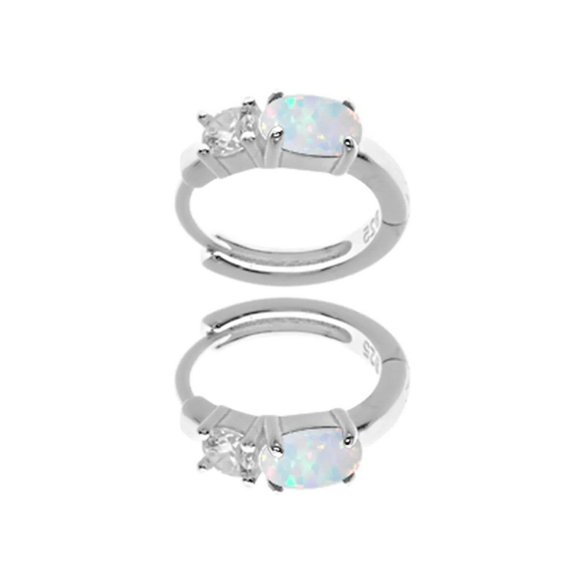 Opal Sleeper Hoop Earrings Sterling Silver 925 Hallmarked Brand New Boxed