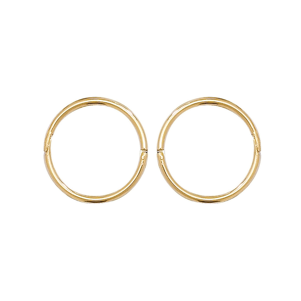 9ct Yellow Gold Hinged Hoop Earrings 375 Hallmarked 10mm 12mm 14mm Diameter