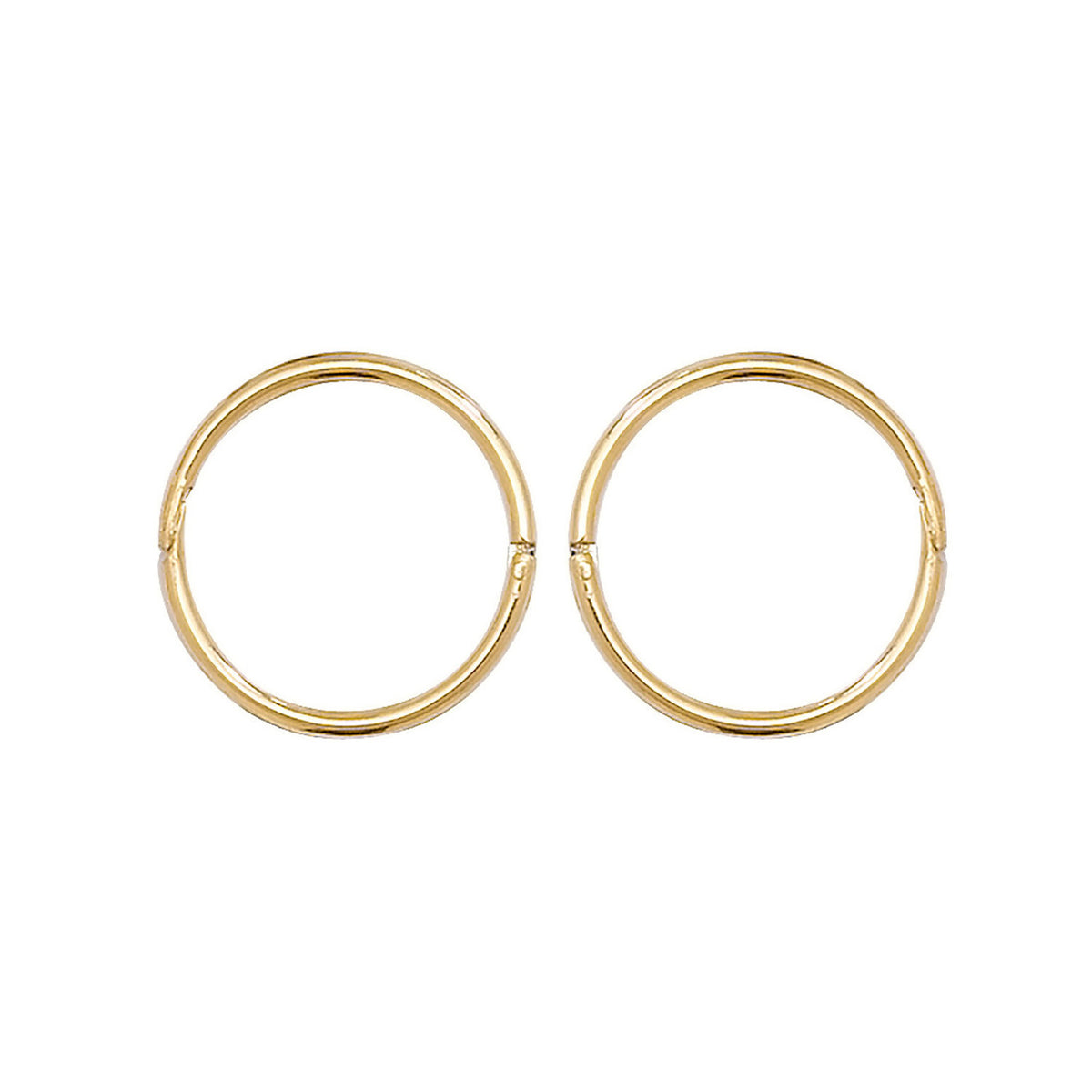 9ct Yellow Gold Hinged Hoop Earrings 375 Hallmarked 10mm 12mm 14mm Diameter