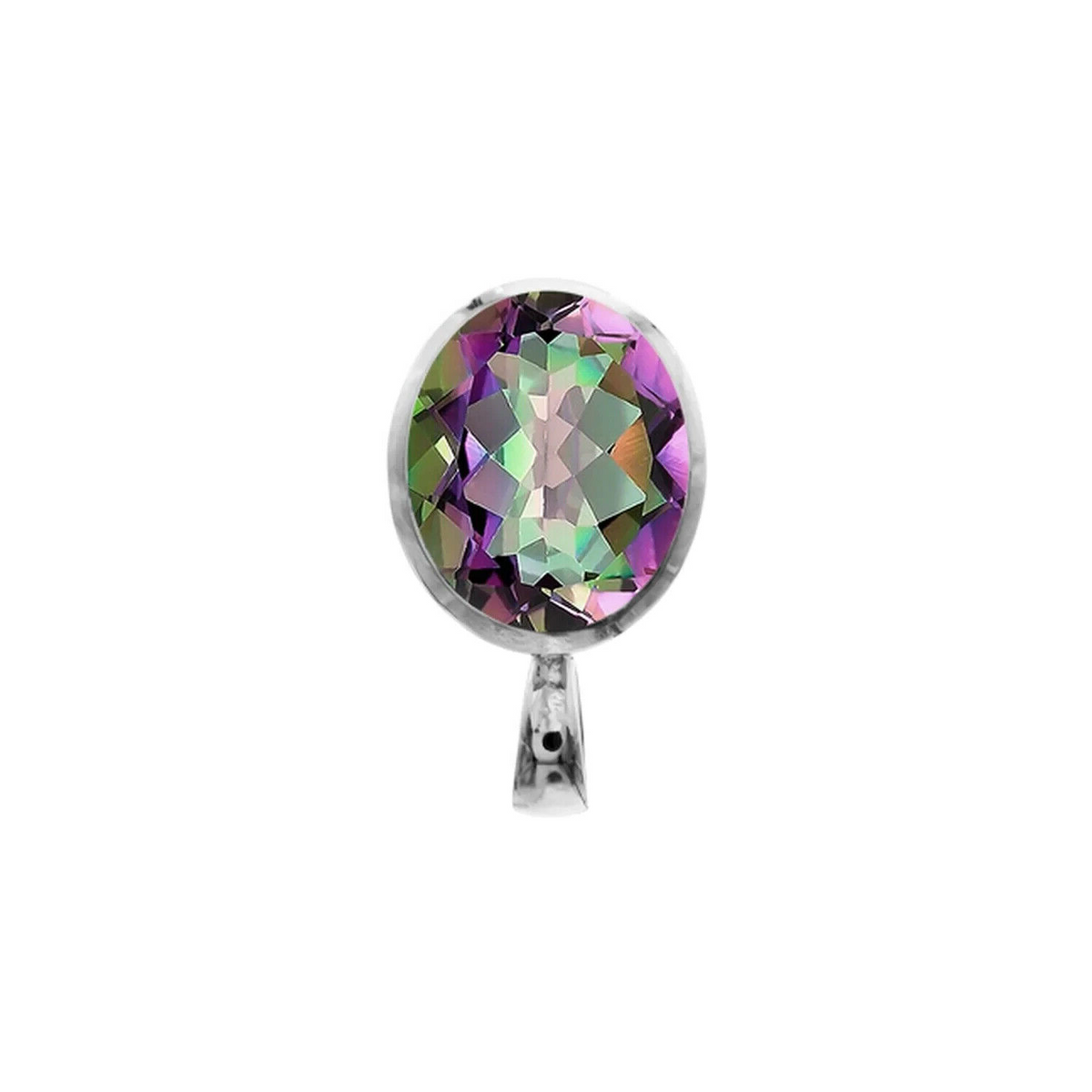 Oval Mystic Topaz Pendant Sterling Silver 925 Hallmarked All Chain Lengths