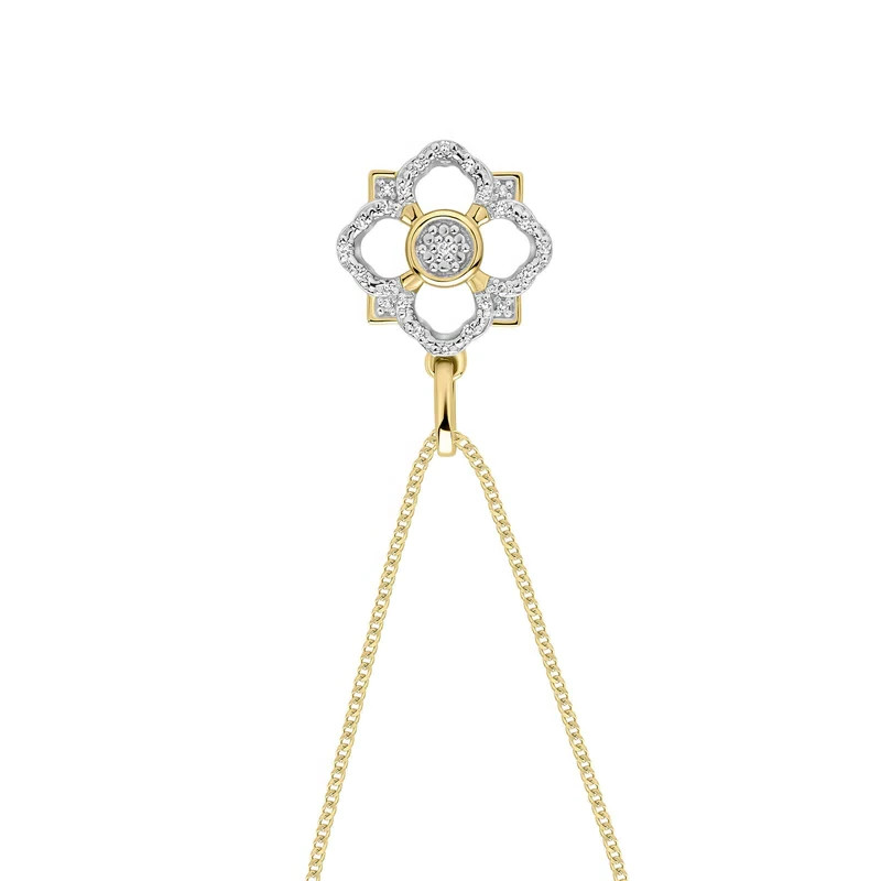 Floral Diamond Pendant 9ct Yellow Gold 375 Hallmarked British Made