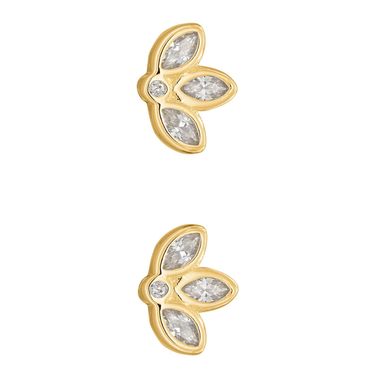 Lotus Flower Stud Earrings 9ct Yellow Gold Plated Hallmarked Brand New Boxed