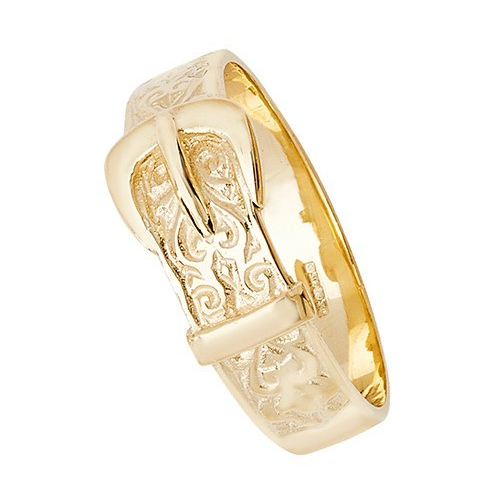Mens 9ct Yellow Gold Buckle Ring 375 Hallmarked British Made Size O - T