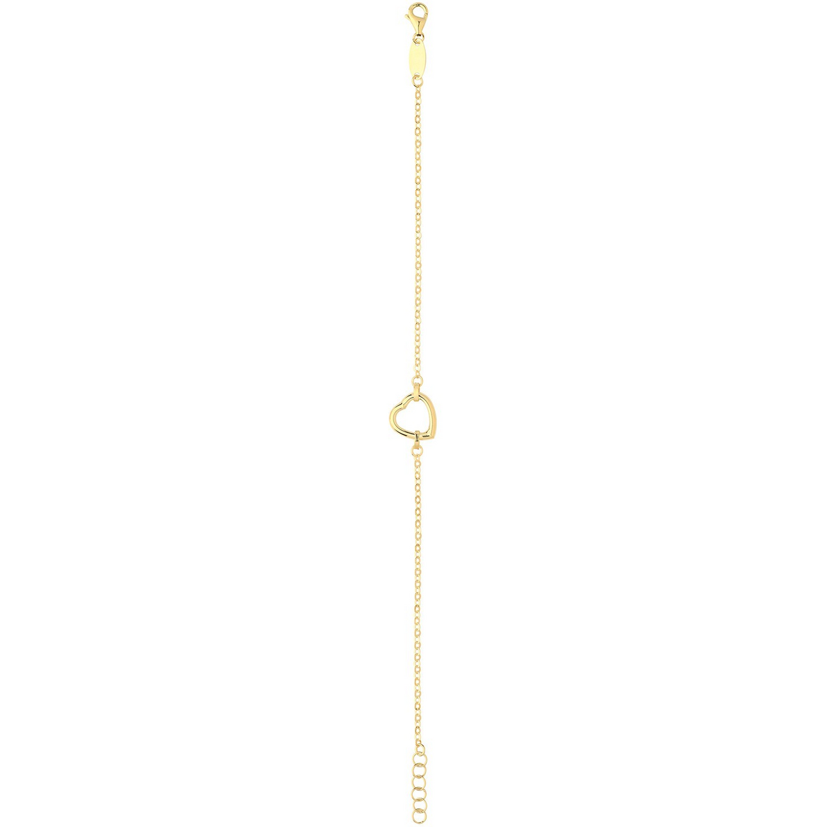 Ladies Adjustable Heart Bracelet 9ct Yellow Gold 375 Hallmarked British Made