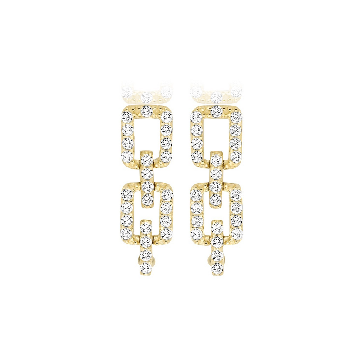 25 Stone Link Drop Earrings 9ct Yellow Gold 375 Hallmarked Brand New
