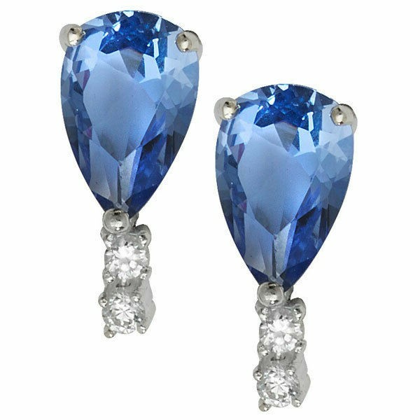 Sapphire Teardrop Gemstone Earrings Solid Sterling Silver 925 Hallmark New Boxed