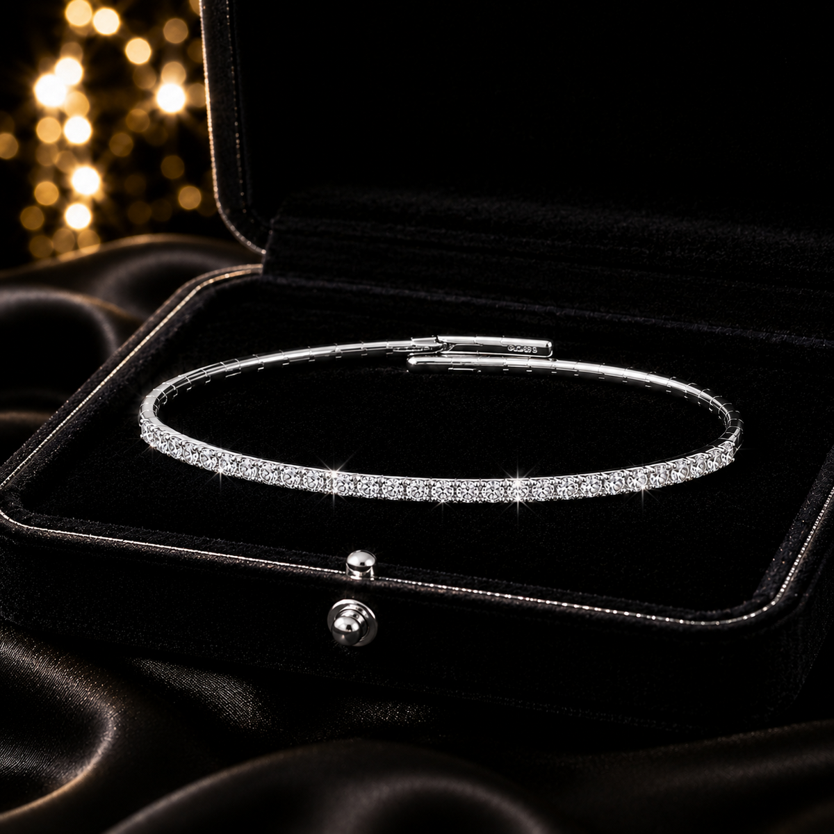 36 Natural Diamond 18ct White Gold Flexible Bangle 375 Hallmarked British Made