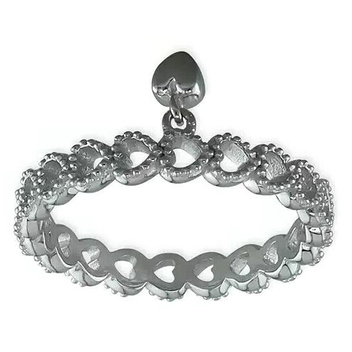 Heart Charm Band Ring Sterling Silver 925 Hallmarked British Made Size M - S