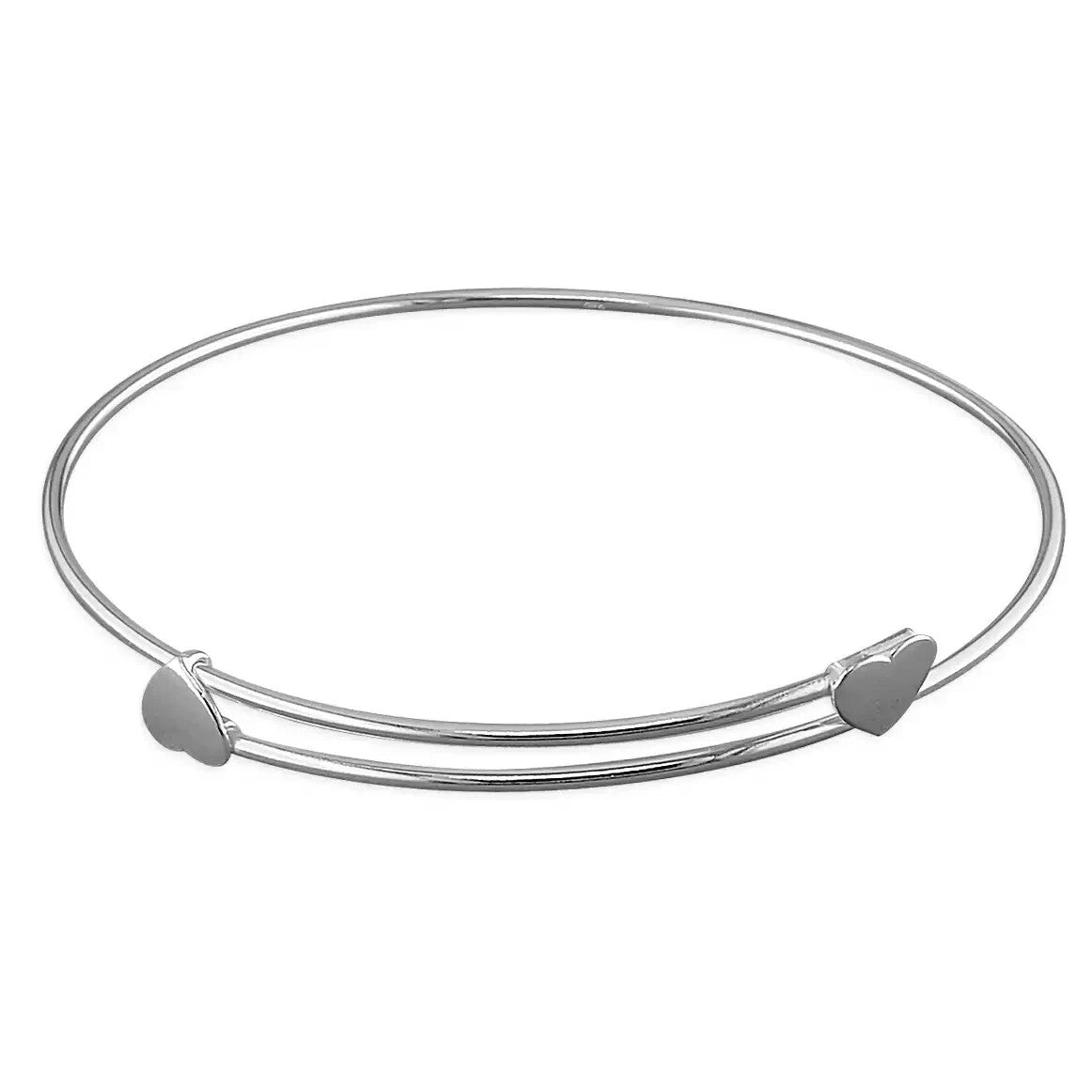 Heart Crossover Bangle Sterling Silver 925 Hallmarked British Made Brand New