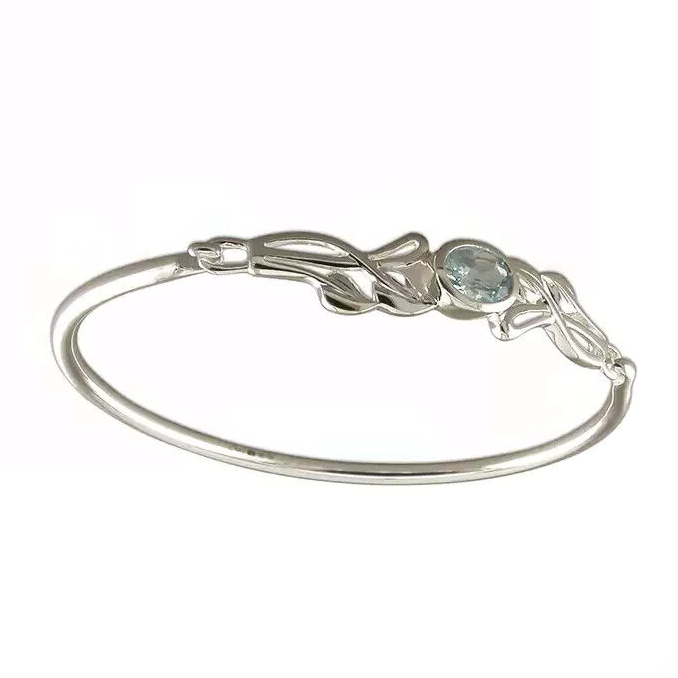 Mackintosh Blue Topaz Bangle Sterling Silver 925 Hallmark British Made Brand New