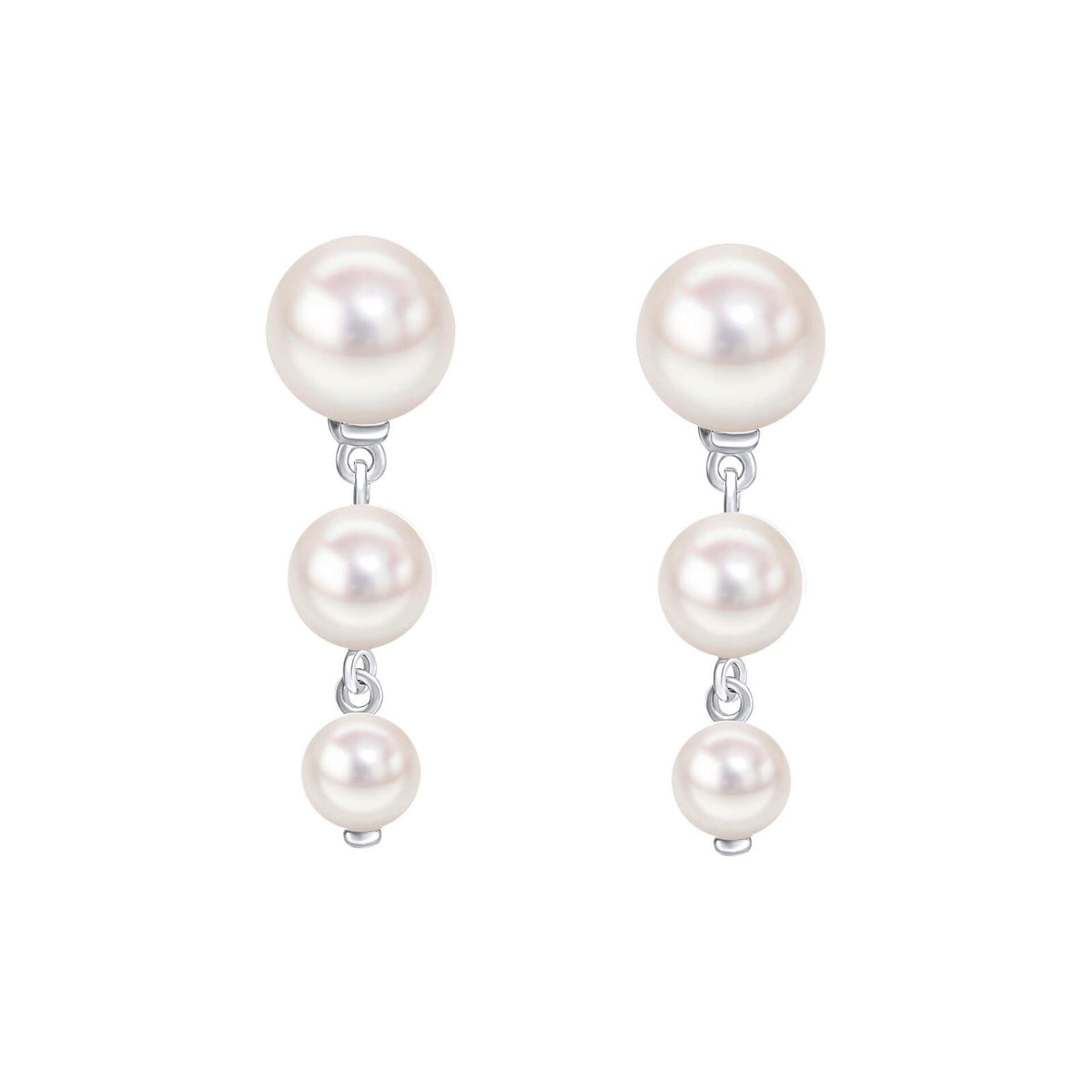 Gradient Freshwater Pearl Drop Earrings Sterling Silver 925 Hallmarked Brand New