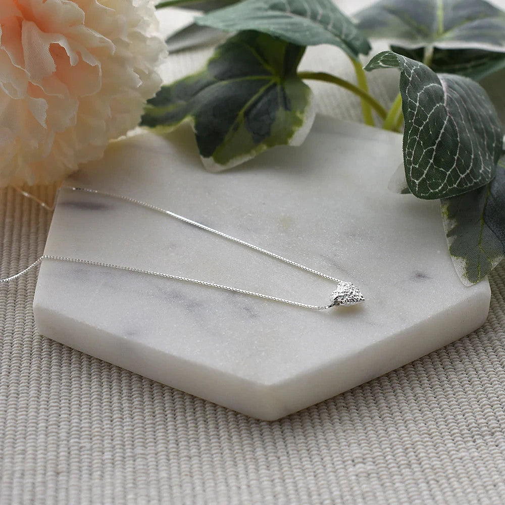 Textured Heart Necklace Solid Sterling Silver 925 Hallmarked British Made