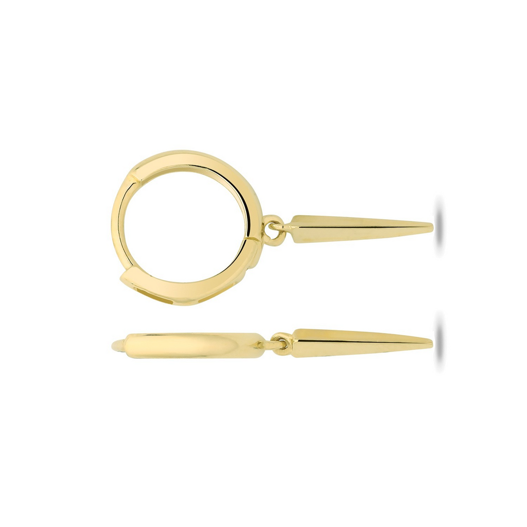 8mm Spike Drop Hoops Earrings 9ct Yellow Gold 375 Hallmarked Brand New
