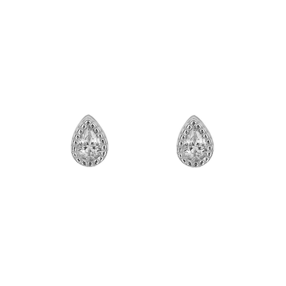 Zircon Teardrop Stud Earrings Sterling Silver 925 Hallmarked Brand New Boxed