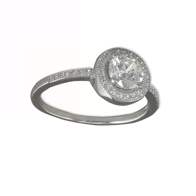 Micro Set Halo Ring Sterling Silver 925 Hallmarked British Made Size K - R