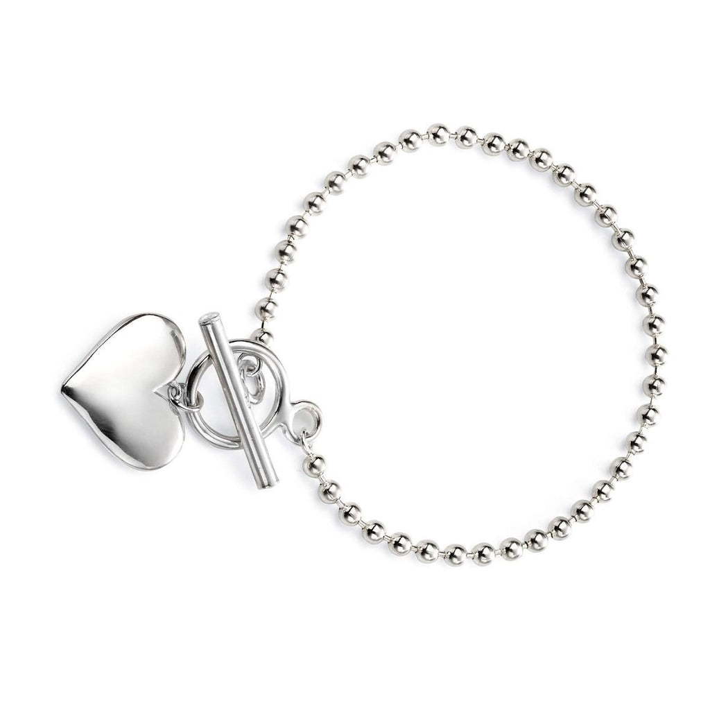Heart Ball Chain Bracelet Sterling Silver 925 Hallmarked Brand New Boxed