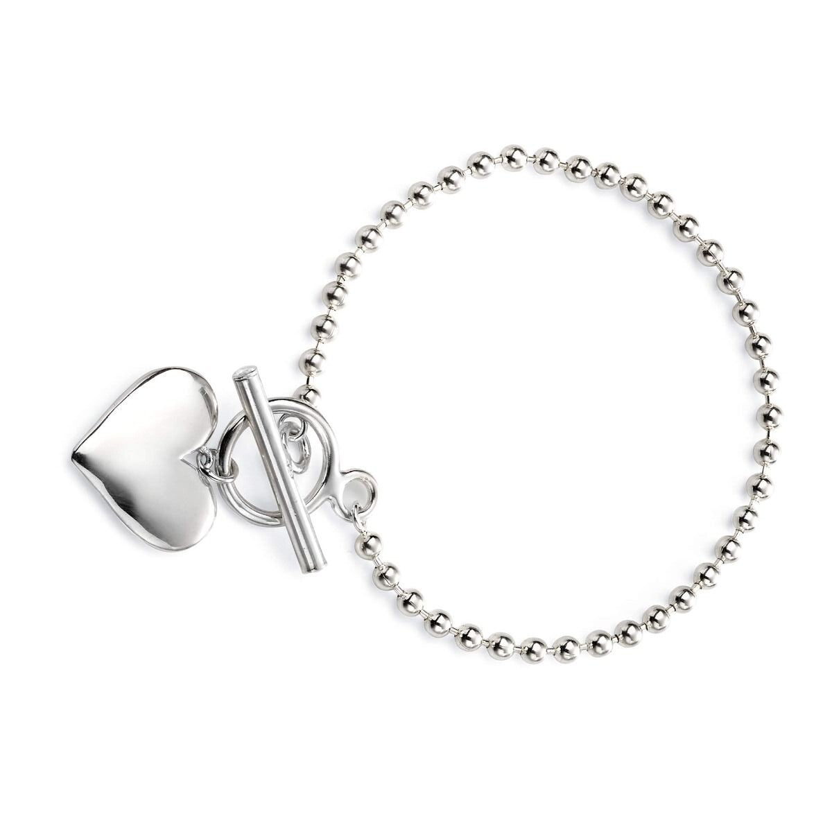 Heart Ball Chain Bracelet Sterling Silver 925 Hallmarked Brand New Boxed