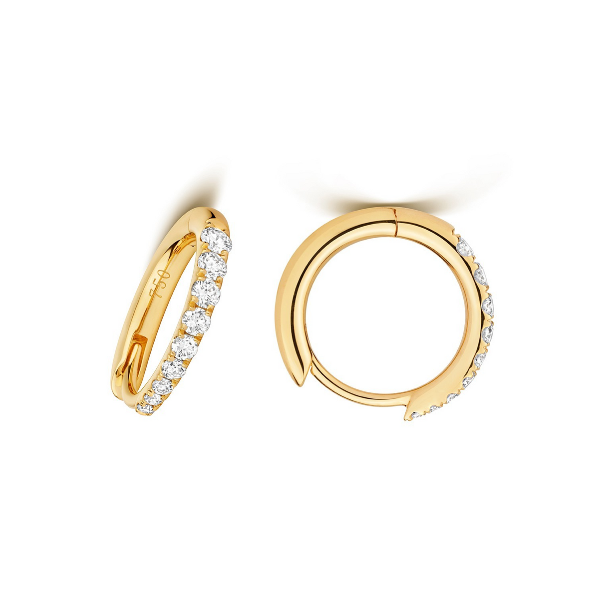 8mm Natural Diamond Hoop Earrings 18ct Yellow Gold Hallmarked British Made