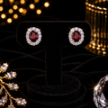 Oval Garnet Stud Earrings Sterling Silver 925 Hallmarked British Made