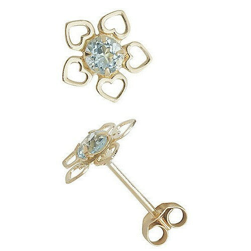 Topaz Heart Stud Earrings Yellow Gold Natural Stone 375 Hallmark New Boxed