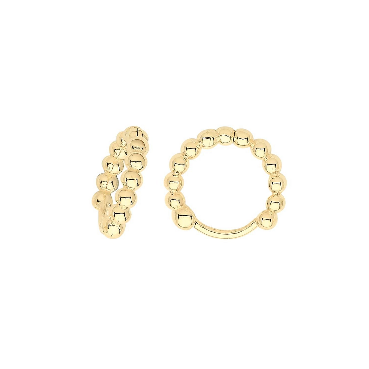 9ct Yellow Gold Bobble Hoop Earrings British Made 375 Hallmarked Brand New Boxed