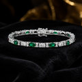 Natural Oval Emerald Tennis Bracelet Sterling Silver 925 Hallmarked Brand New