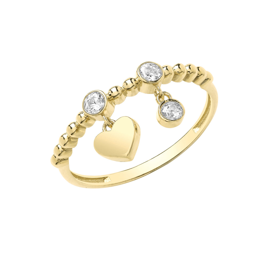 Heart Charm Ring 9ct Yellow Gold Hallmarked Sizes J - T British Made Brand New