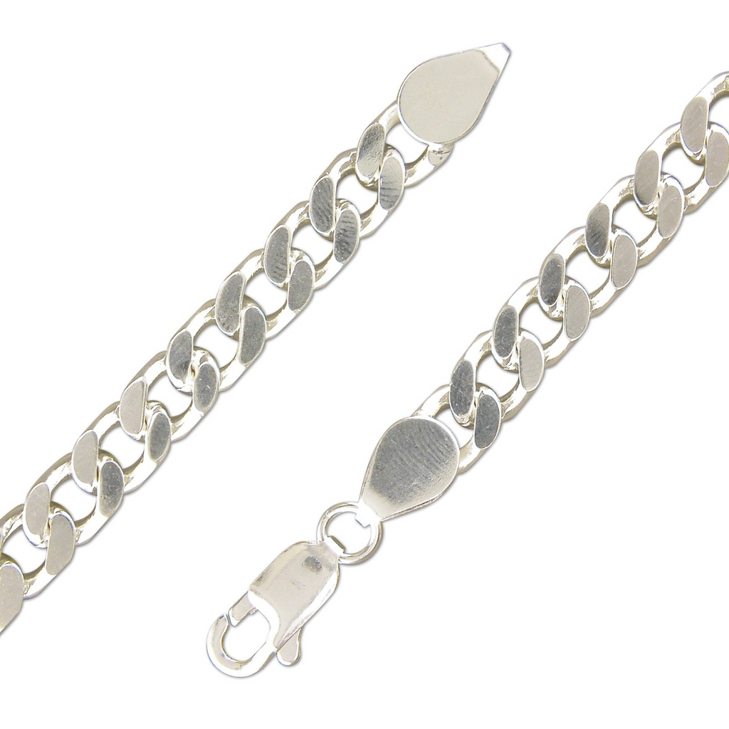 Gents Solid Sterling Silver Curb Chain Bracelet British Made 925 Hallmarked