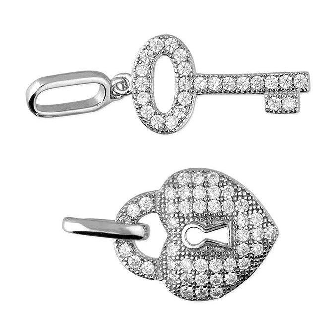 Heart & Key Pendant Sterling Silver 925 Hallmarked All Chain Lengths