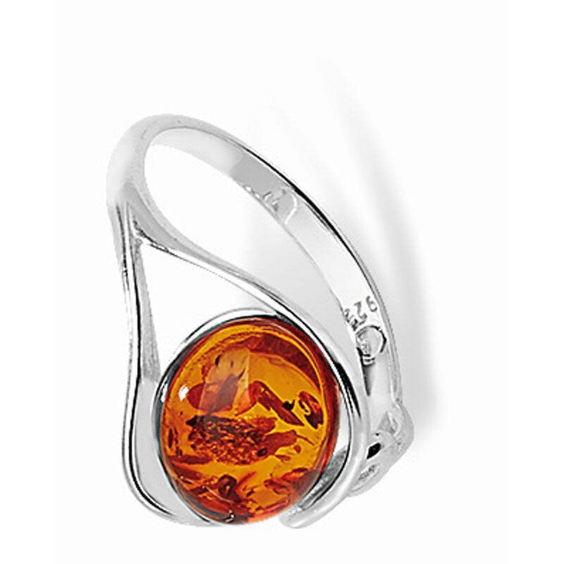 Timeless Oval Amber Ring Sterling Silver 925 Hallmarked Sizes J - R British Made