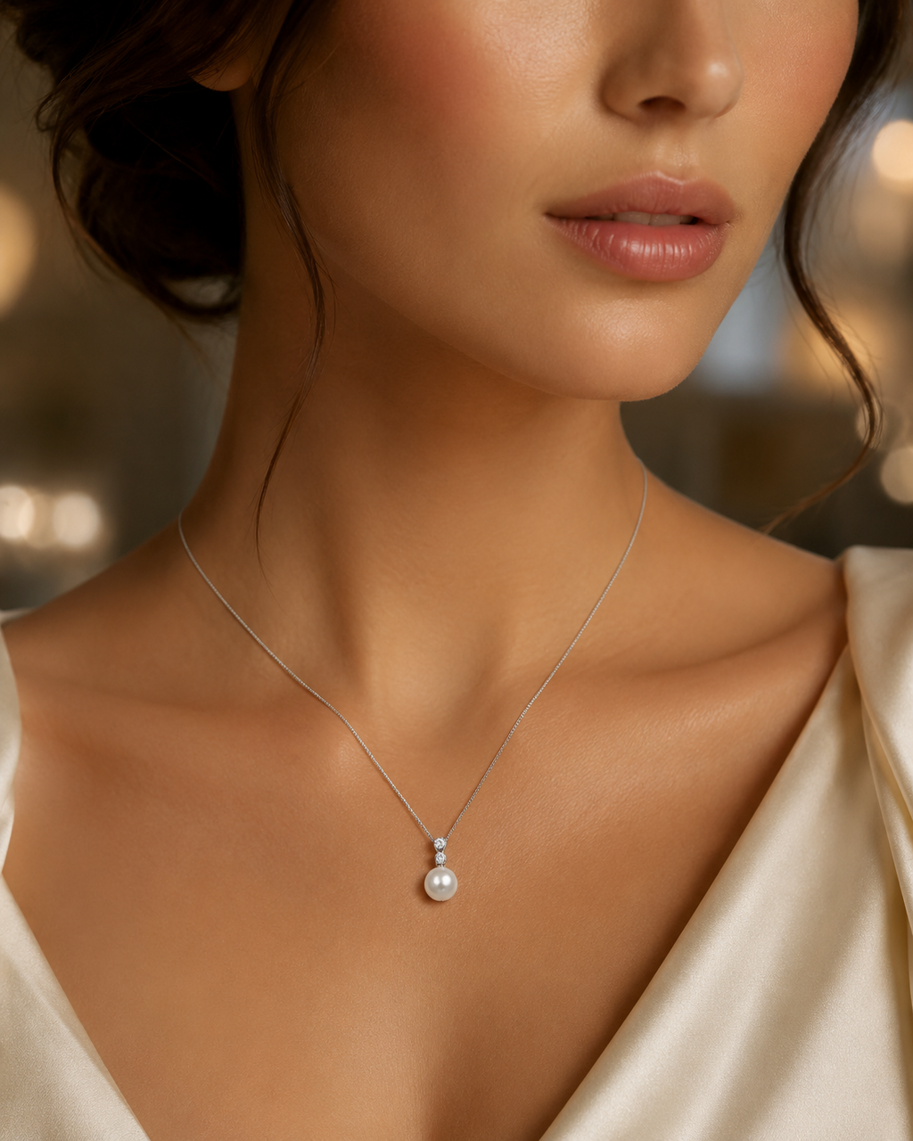 Natural Freshwater Pearl & Diamond Pendant White Gold Hallmarked British Made