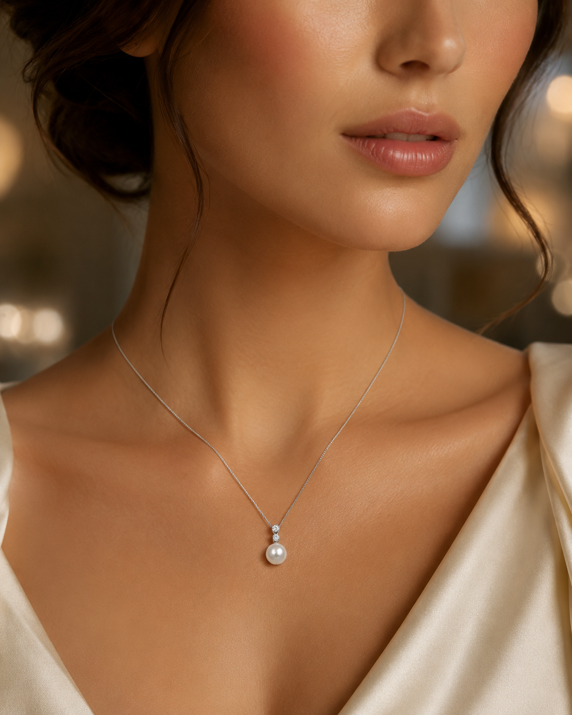 Natural Freshwater Pearl & Diamond Pendant White Gold Hallmarked British Made