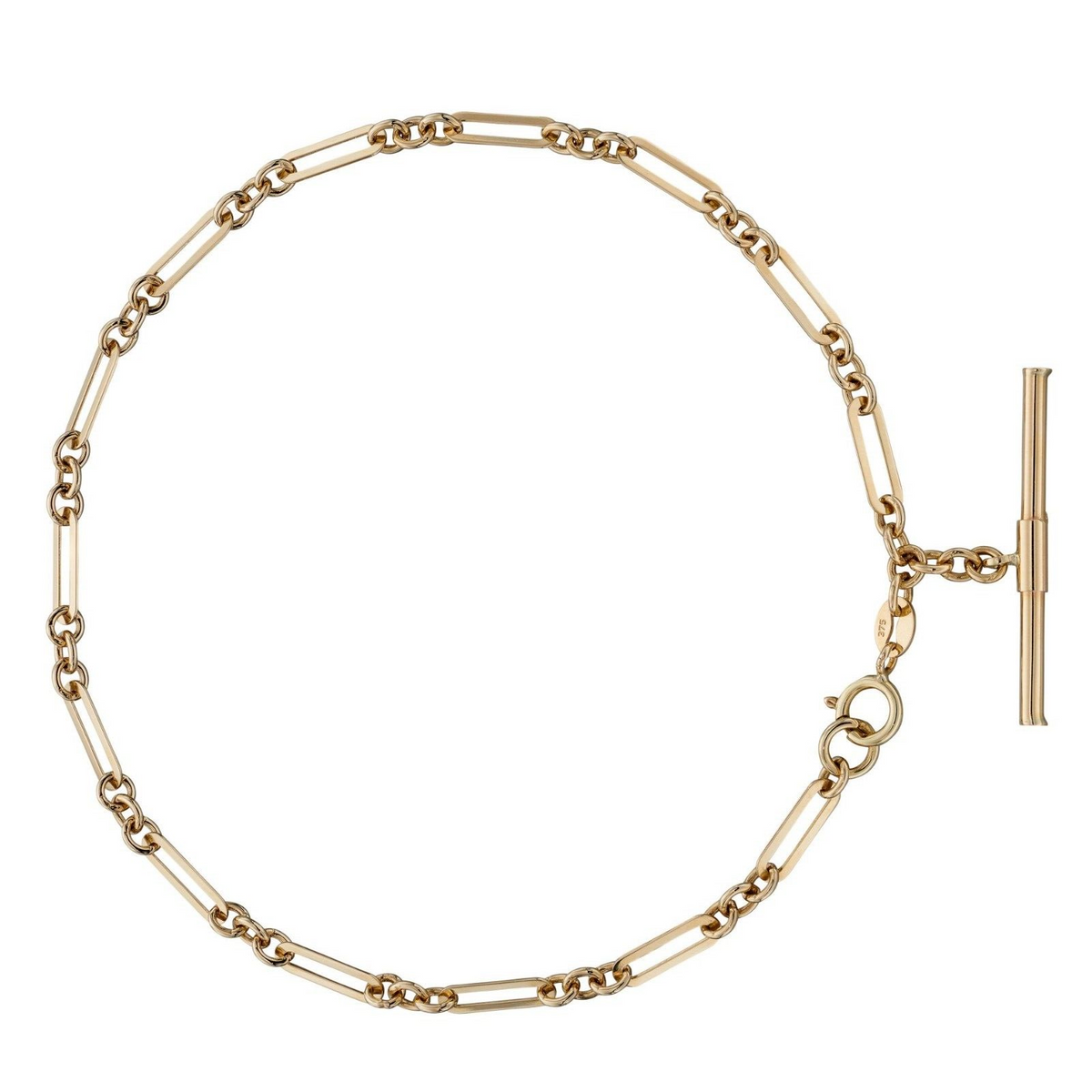 T Bar Chain Bracelet In 9ct Yellow Gold 375 Hallmarked British Made