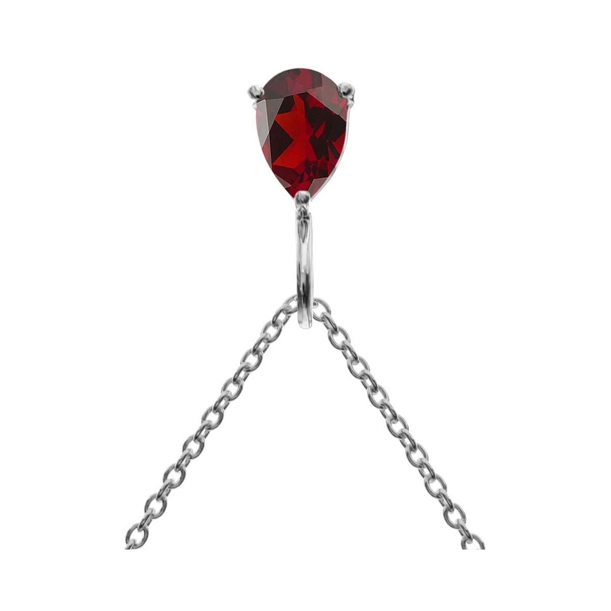 Teardrop Garnet Necklace Solid Sterling Silver 925 Hallmarked British Made