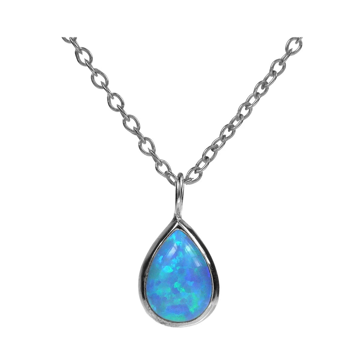Teardrop Blue Topaz Necklace Solid Sterling Silver 925 Hallmarked British Made