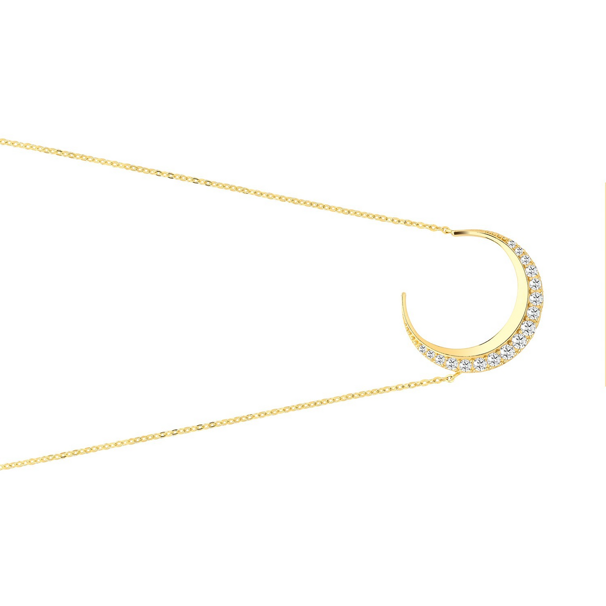 Ladies Moon Crescent Necklace 9ct Yellow Gold 375 Hallmarked British Made