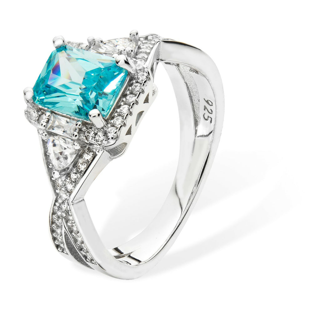 Sterling Silver Aquamarine Ring 925 Hallmarked Size J - R British Made