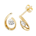 Solitaire Looped Stud Earrings 9ct Yellow Gold 375 Hallmarked Brand New Boxed