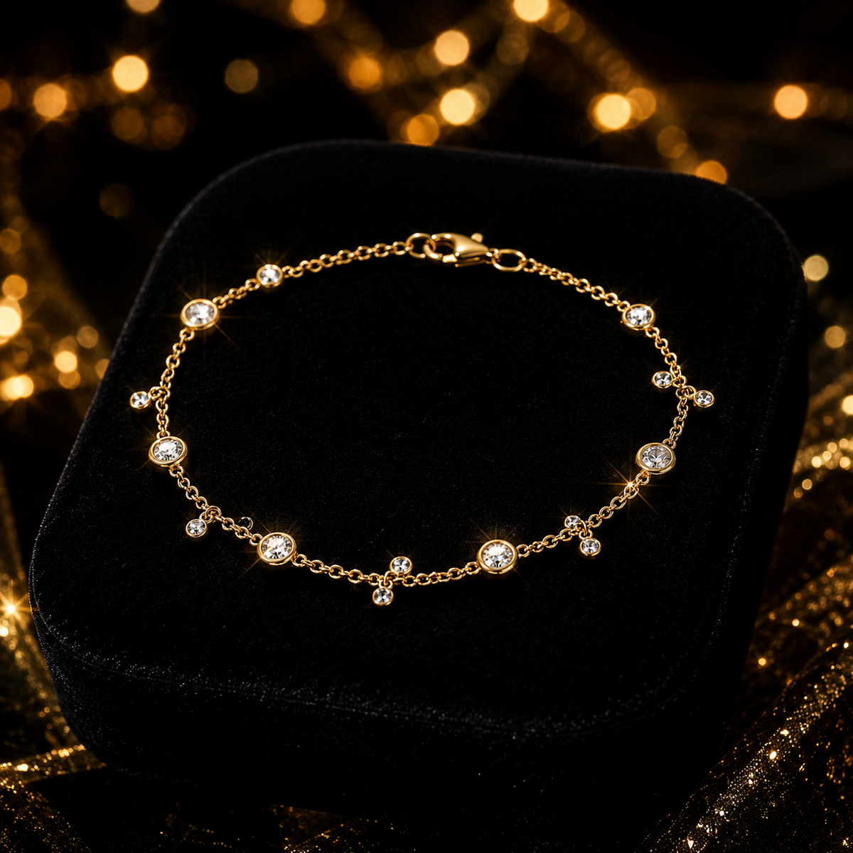 Flush 16 Natural Diamond 18ct Yellow Gold Bracelet 375 Hallmarked British Made
