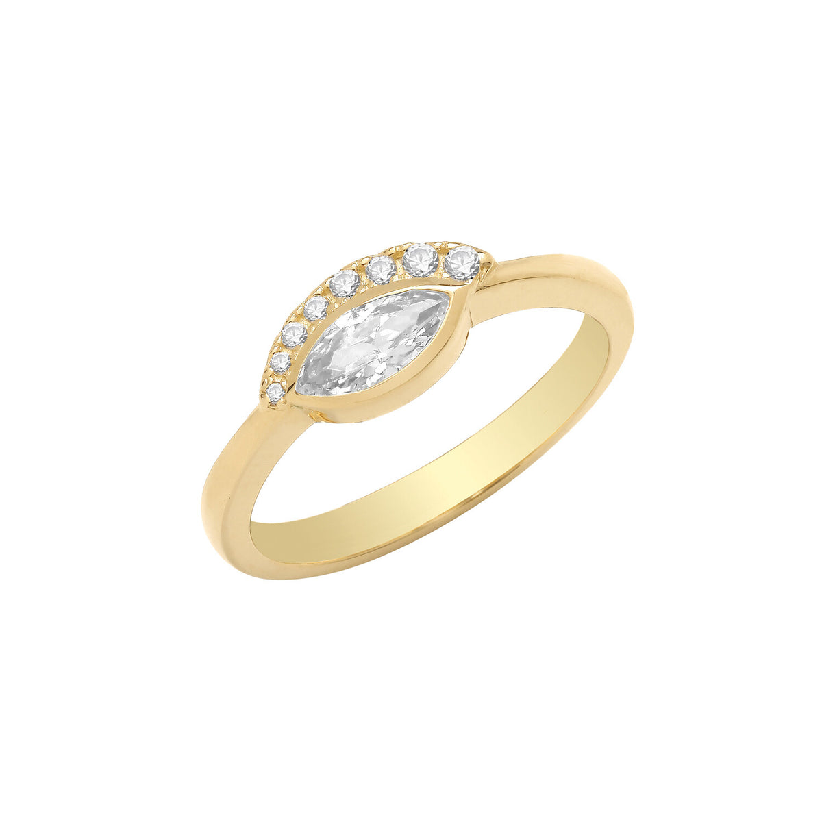 Marquise Solitaire Ring 9ct Yellow Gold Hallmarked Sizes J - Q British Made