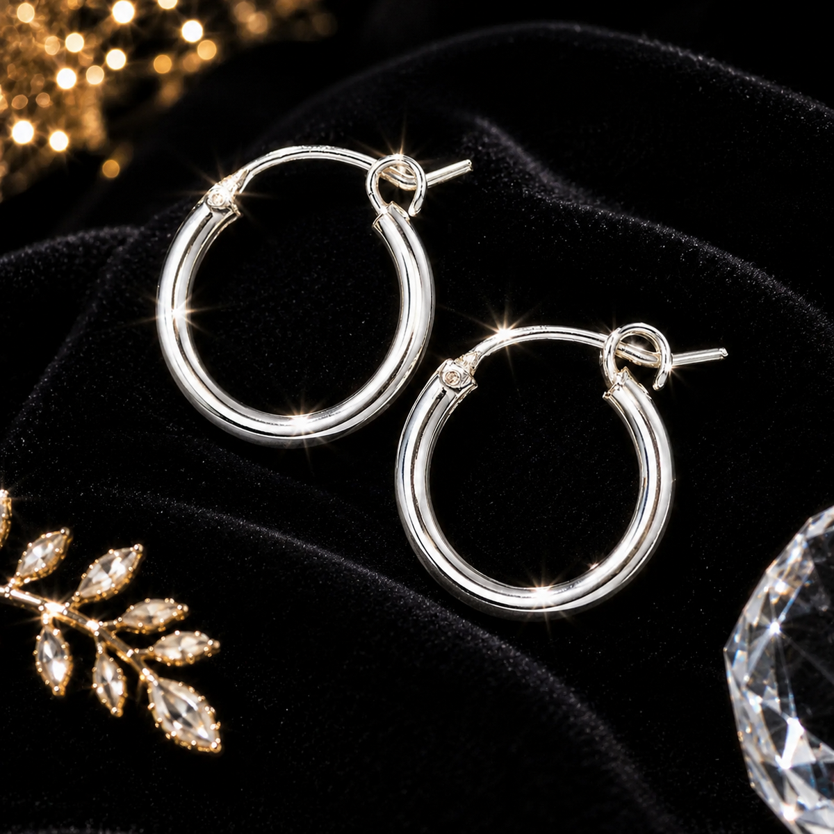 Sterling Silver Hoop Earrings 14mm Hinged 925 Hallmarked British Made