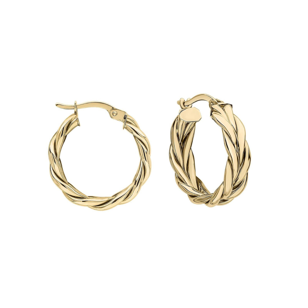 Rope Textured Hoop Earrings British Made 9ct Yellow Gold 375 Hallmarked