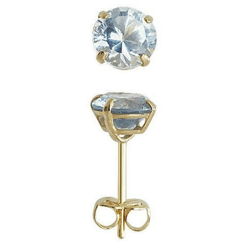 Aquamarine Pendant and Earrings Set Yellow Gold Solitaire 18" Chain Hallmark