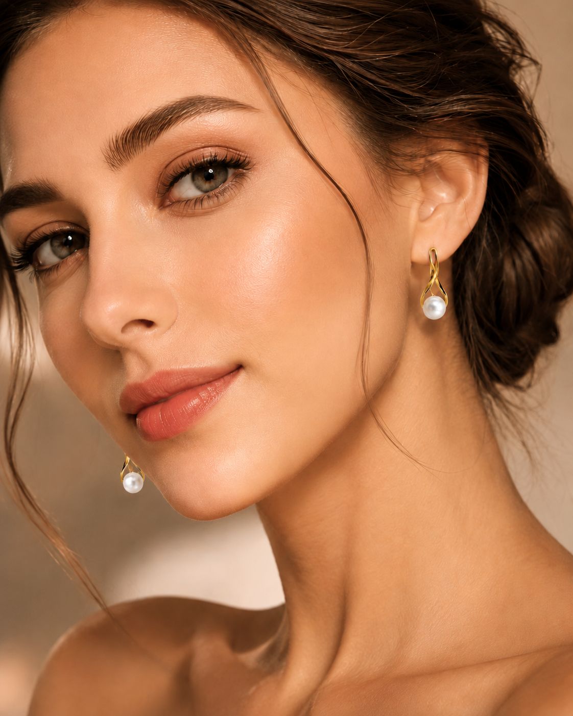 Round Twisted Pearl Drop Earrings 9ct Yellow Gold 375 Hallmarked British Made
