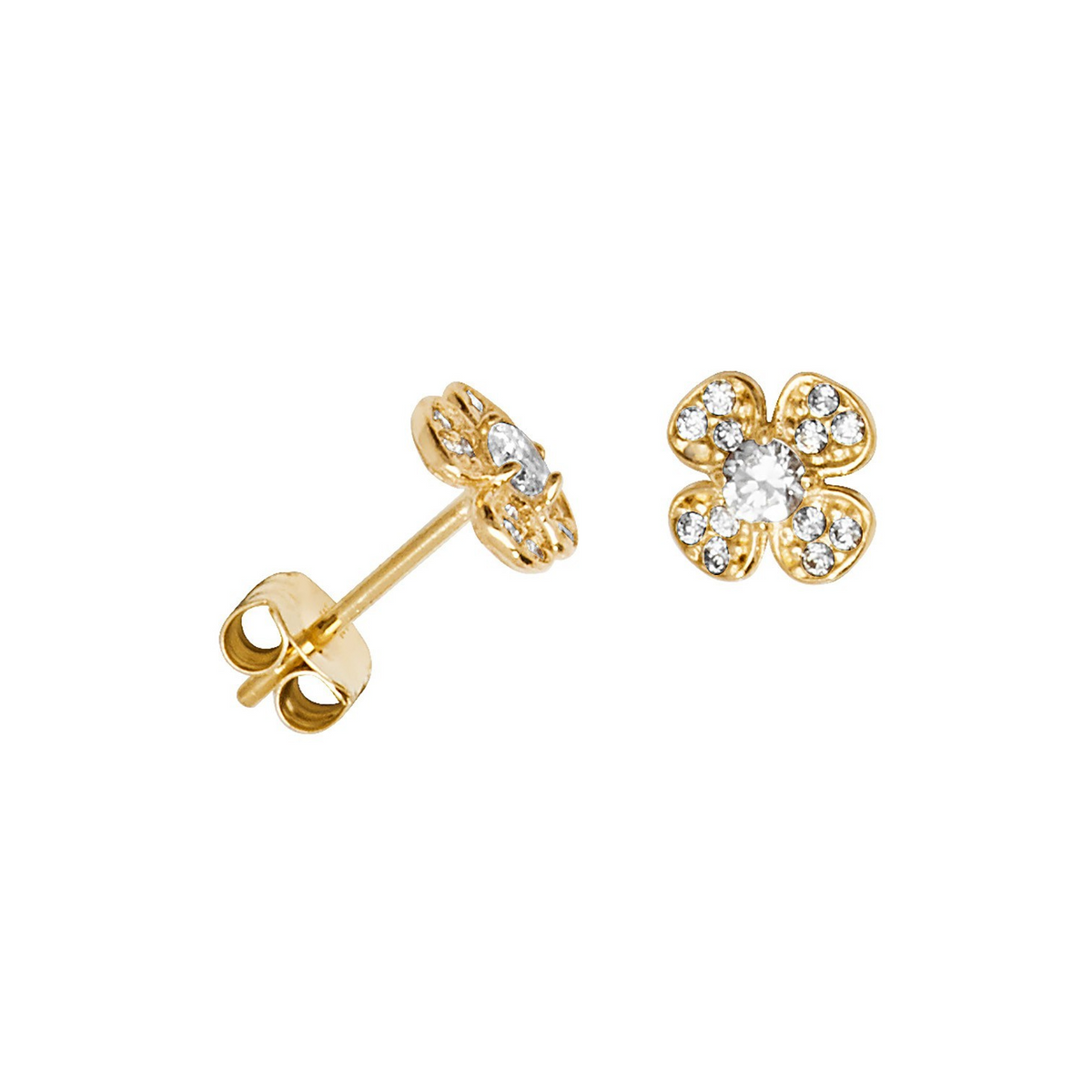 13 Stone Cluster Stud Earrings 9ct Yellow Gold 375 Hallmarked Brand New Boxed